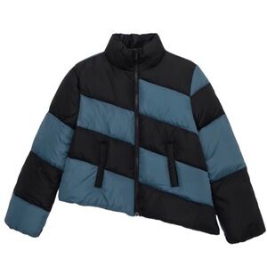 Habitual Kids Asymmetrical Color Block Jacket, Blue and Black, Size 12, …
